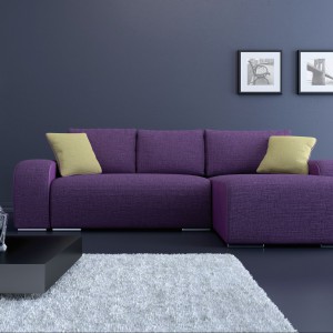 Sofa Rock Lux w delikatnym odcieniu fioletu. Fot. BRW