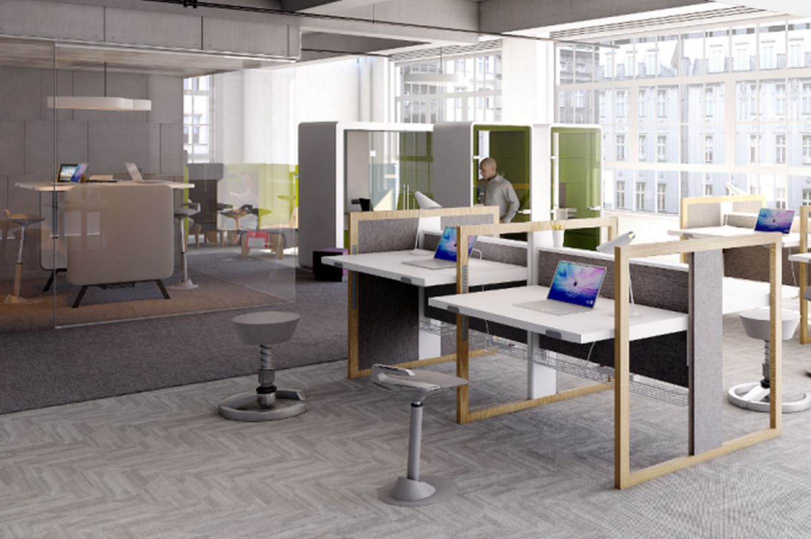 Biurko Stand Up R firmy Mikomax Smart Office. Projekt: Tomasz Augustyniak. Fot. Mikomax Smart Office