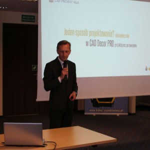 Marcin Pietrzyk, przedstawiciel firmy CAD Projekt. Studio Dobrych Rozwiązań 11.04 Bielsko-Biała. Fot. Wojciech Napora