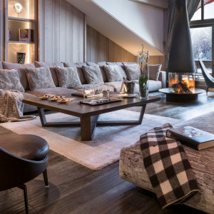 Meble Flexform w alpejskim hotelu. Design: Jean-Marc Mouchet. Fot. Studio Erick Saillet