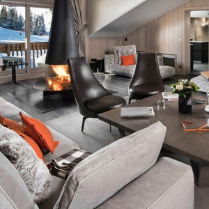 Meble Flexform w alpejskim hotelu. Design: Jean-Marc Mouchet. Fot. Studio Erick Saillet