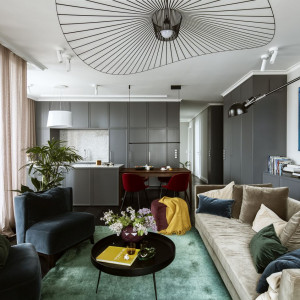 Projekt wnętrza Katarzyna Arsenowicz - sofa Comforty, fotele Sits