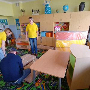 Modernizacja świetlicy szkolnej w Białymstoku, w ramach wolontariatu pracowniczego. Fot. Forte