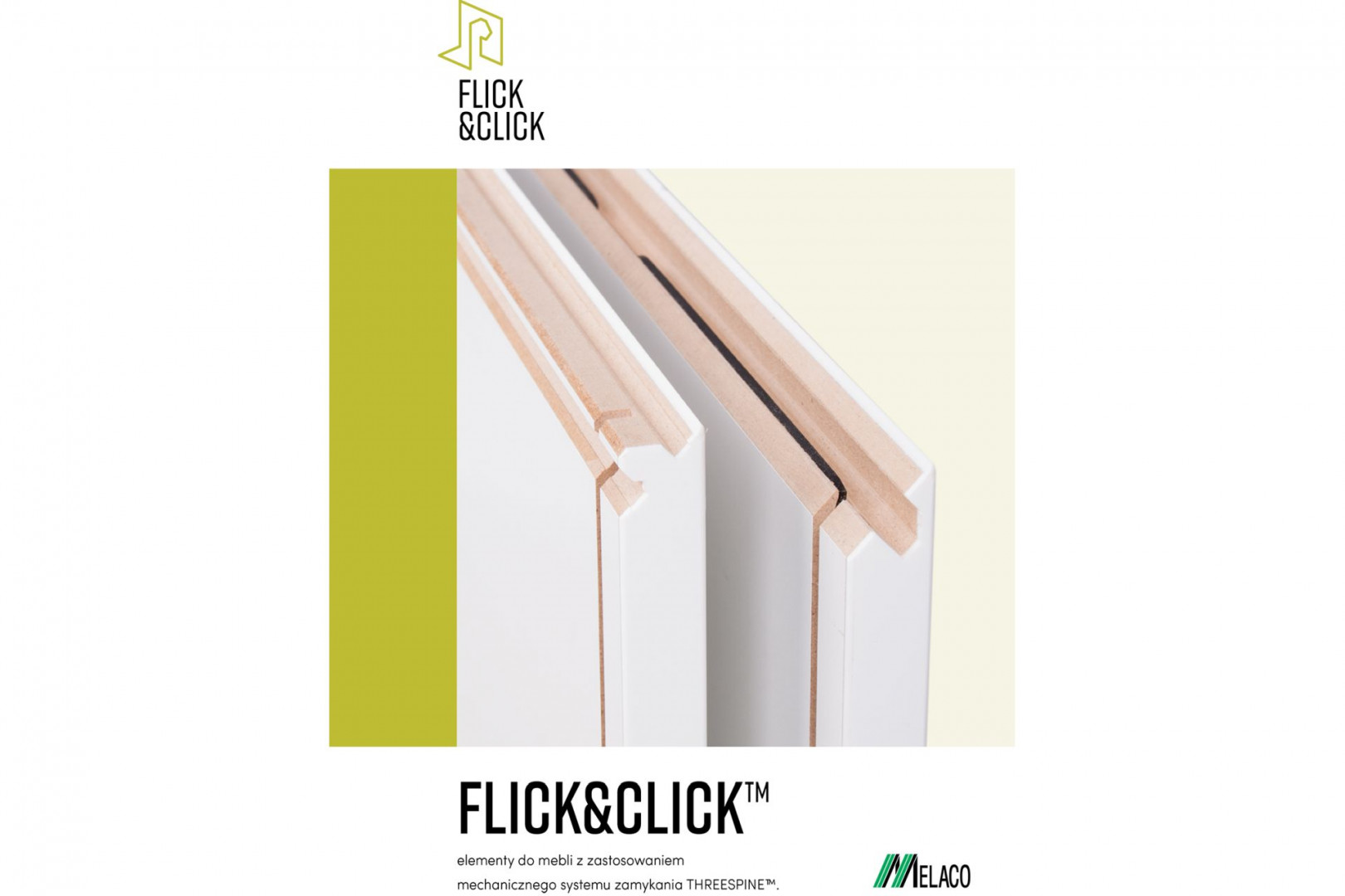 Element do mebli Flick&Click/Melaco. Produkt zgłoszony do konkursu Meble Plus - Produkt 2020.